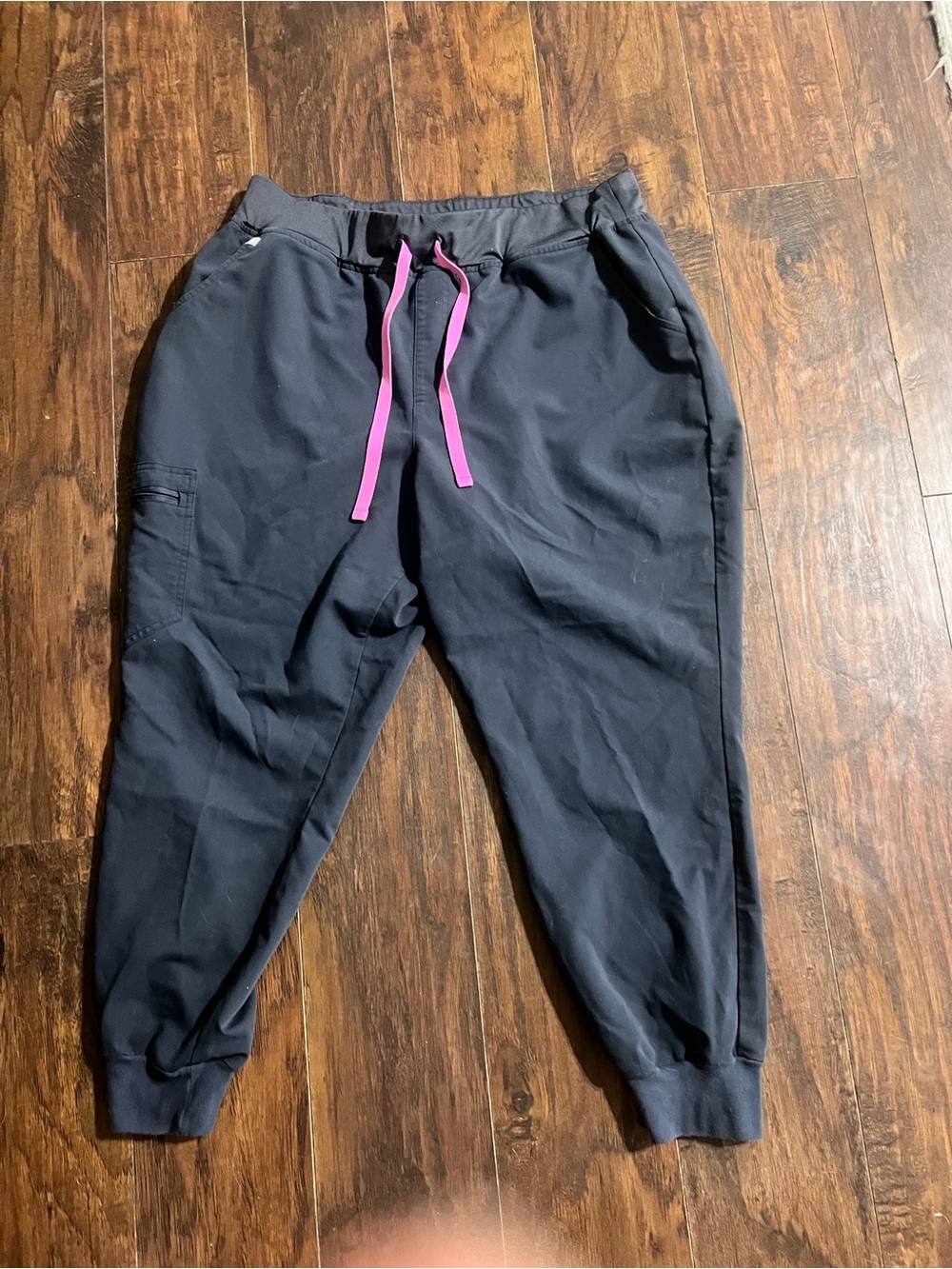 Figs Navy Joggers with Pink Drawstring